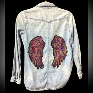 Gap kids girls Denim Shirt with sequined Wings